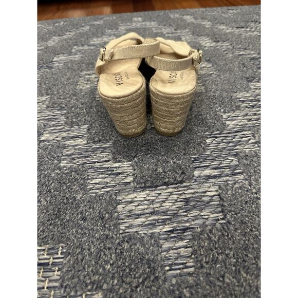VISCATA Barcelona Canvas High Heel Wedge Sandals EU41/US10?? Open Toe Espadille - Picture 4 of 10